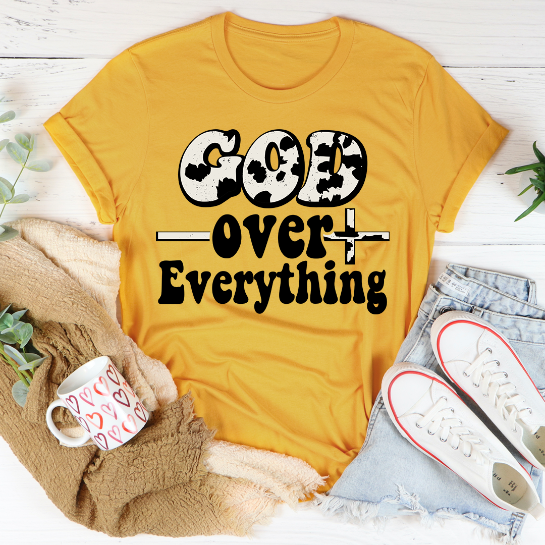 God Over Everything T-Shirt made from soft ring-spun cotton, featuring durable double stitching and a stylish design.