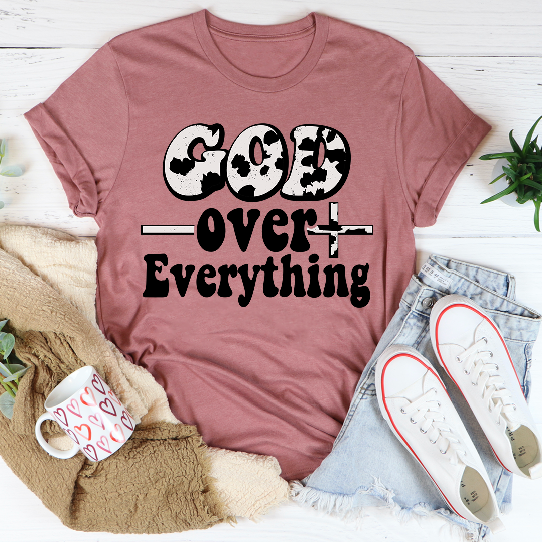 God Over Everything T-Shirt made from soft ring-spun cotton, featuring durable double stitching and a stylish design.