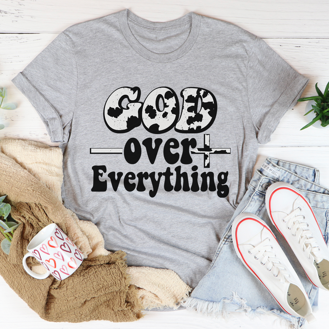 God Over Everything T-Shirt made from soft ring-spun cotton, featuring durable double stitching and a stylish design.