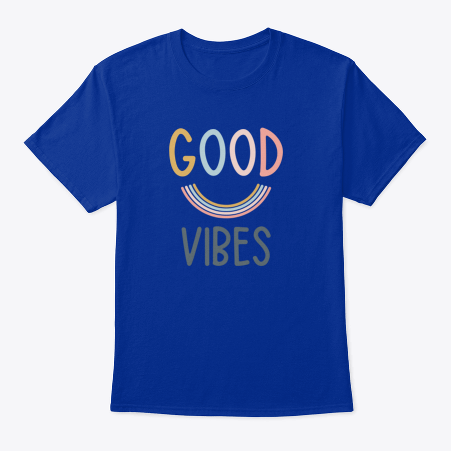 A stylish Good Vibes Only slogan design tee made from soft cotton, featuring a classic fit and midweight fabric, perfect for casual wear.