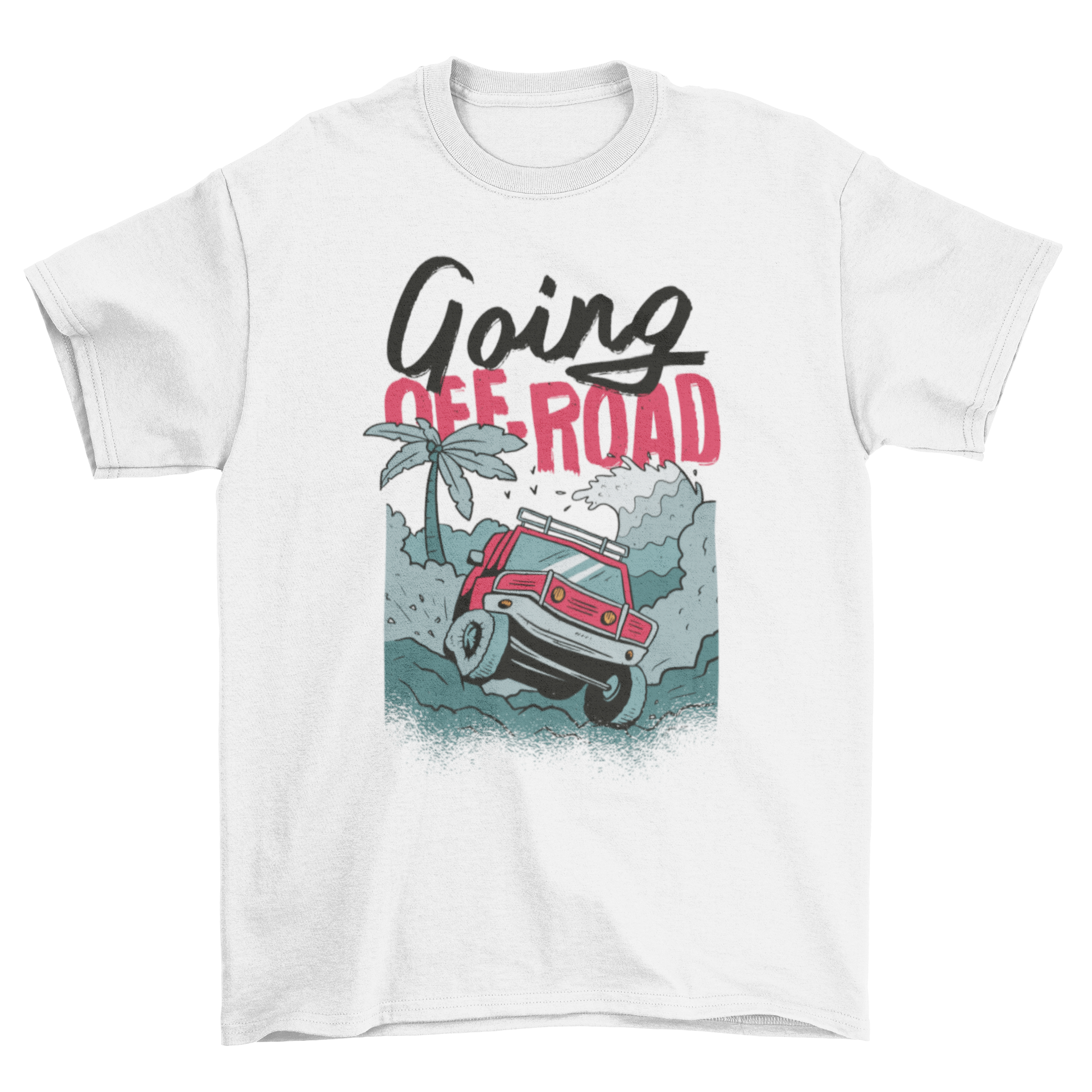 A stylish T-shirt featuring an off-road truck graphic and the quote 'GOING OFF-ROAD', perfect for adventure lovers.