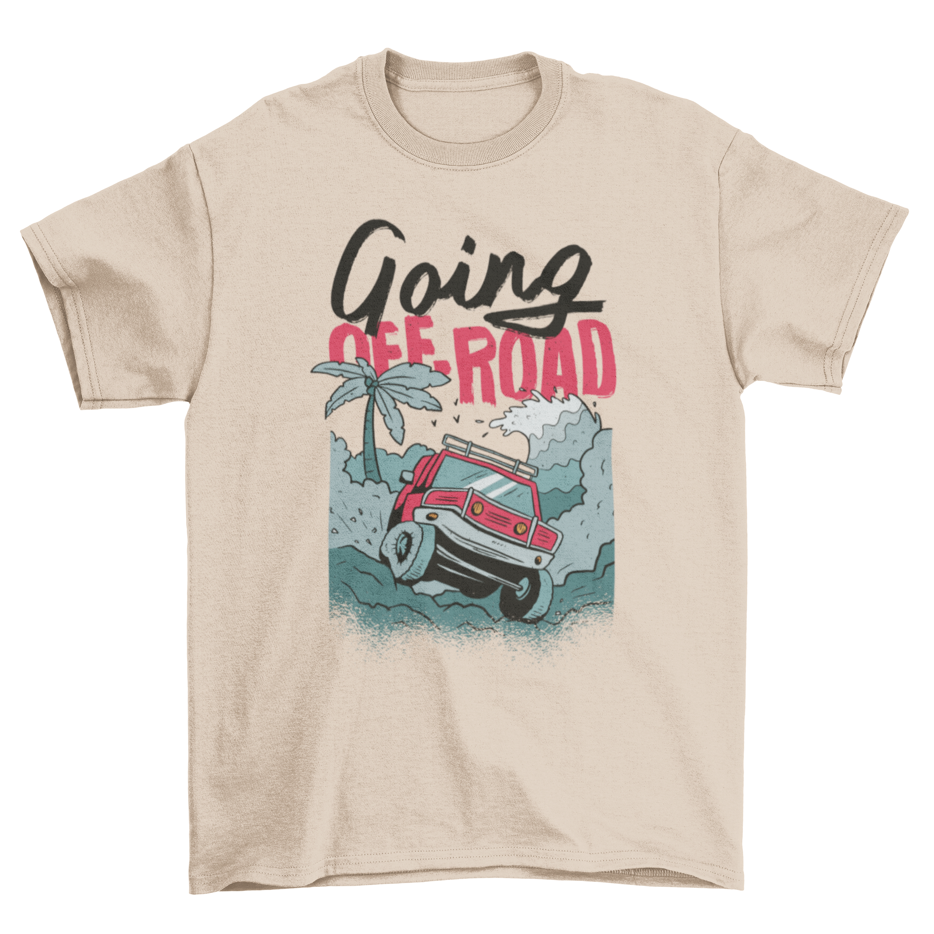 A stylish T-shirt featuring an off-road truck graphic and the quote 'GOING OFF-ROAD', perfect for adventure lovers.