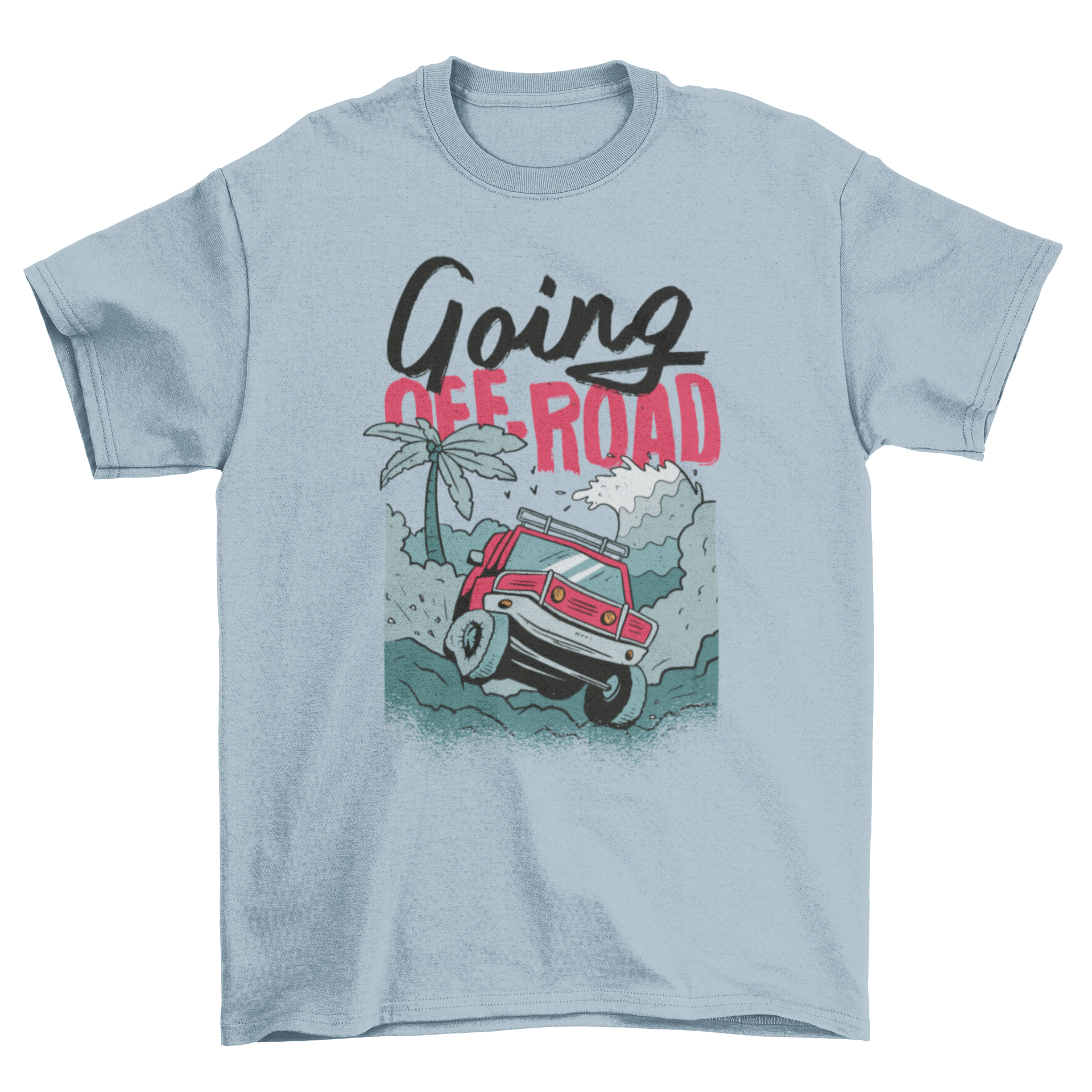 A stylish T-shirt featuring an off-road truck graphic and the quote 'GOING OFF-ROAD', perfect for adventure lovers.