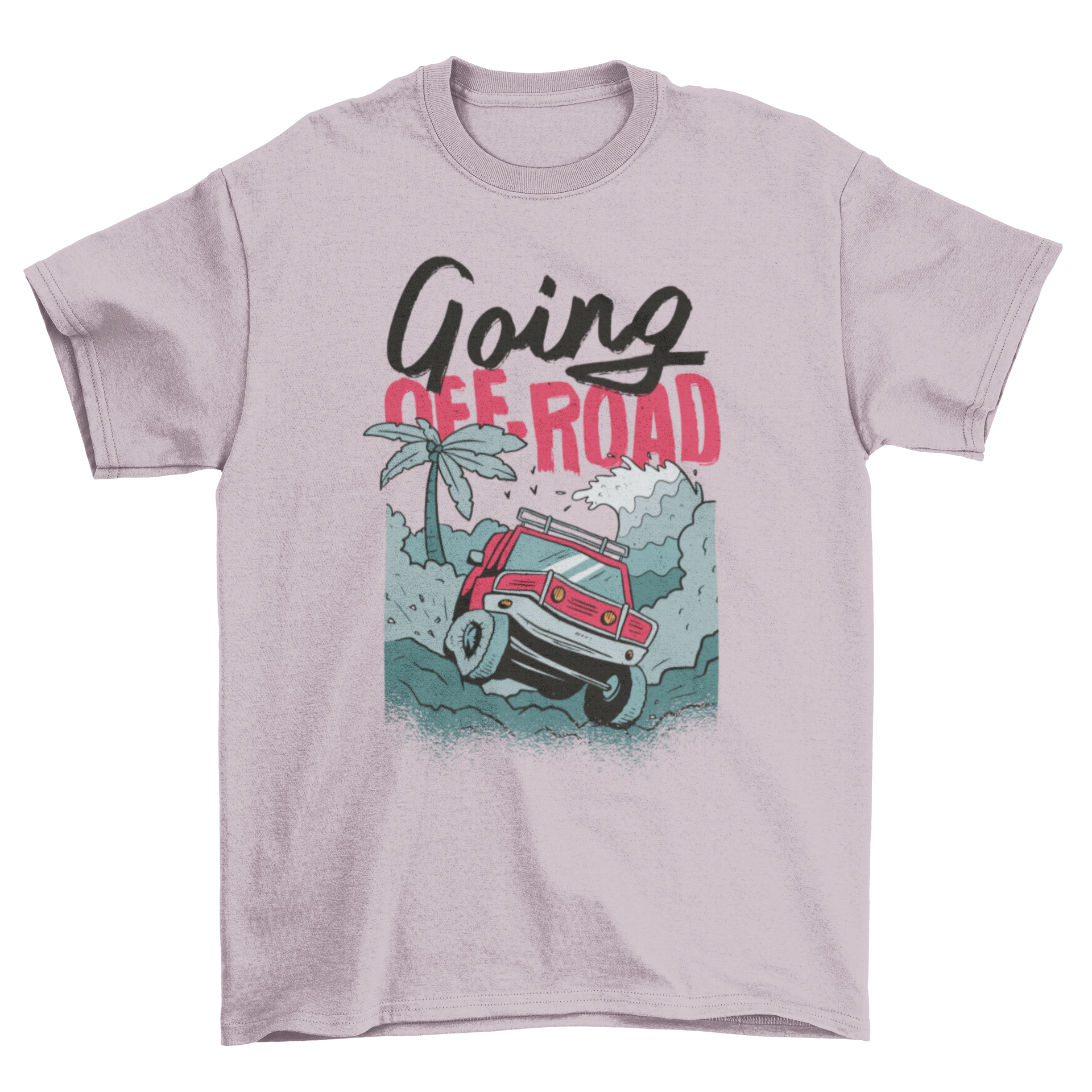 A stylish T-shirt featuring an off-road truck graphic and the quote 'GOING OFF-ROAD', perfect for adventure lovers.