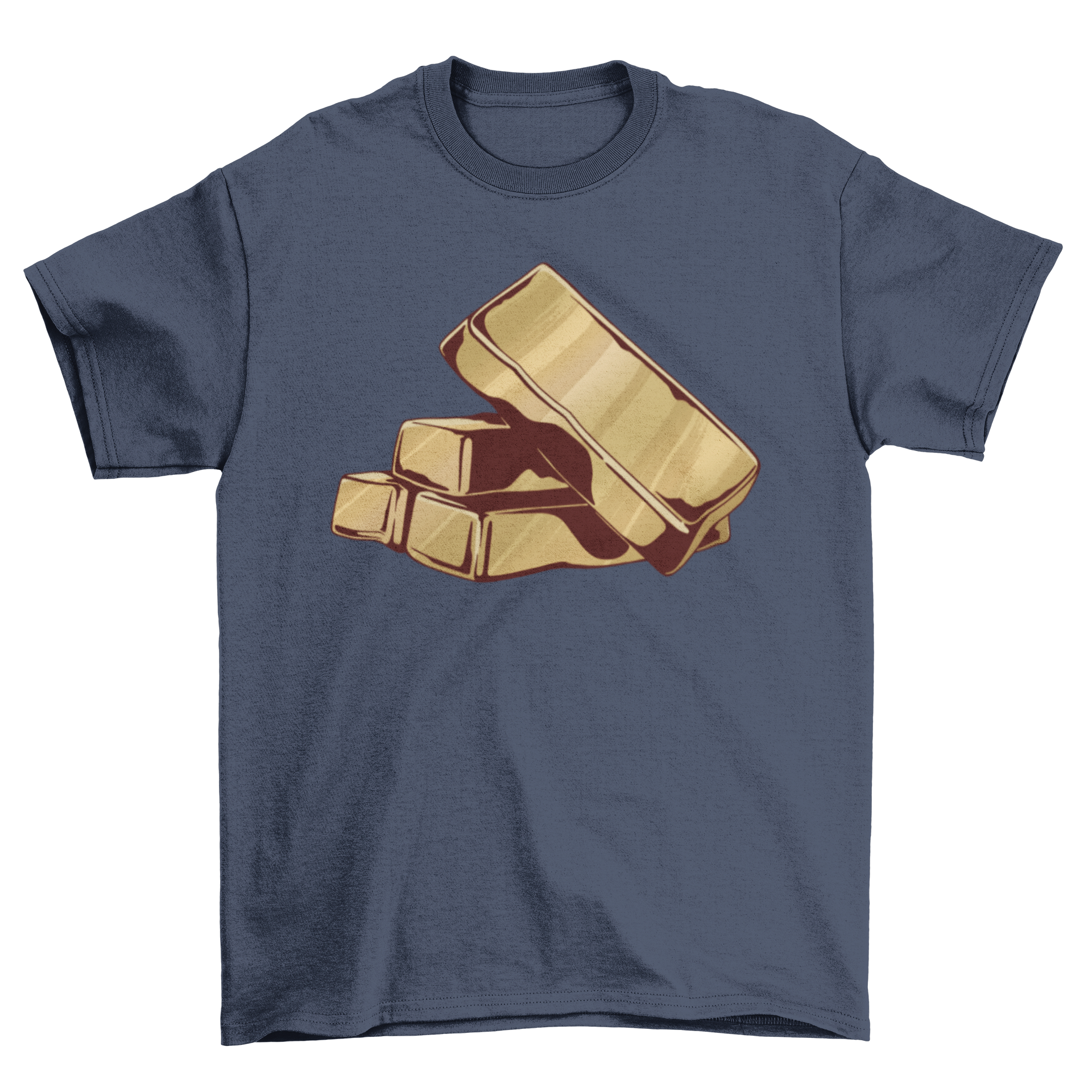 Gold Bars T-Shirt featuring a stylish illustration of stacked gold bars on a comfortable fabric.