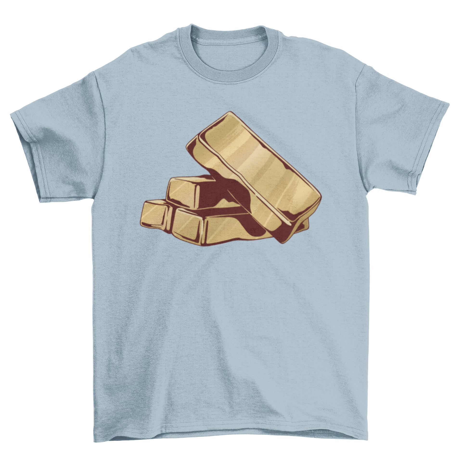 Gold Bars T-Shirt featuring a stylish illustration of stacked gold bars on a comfortable fabric.