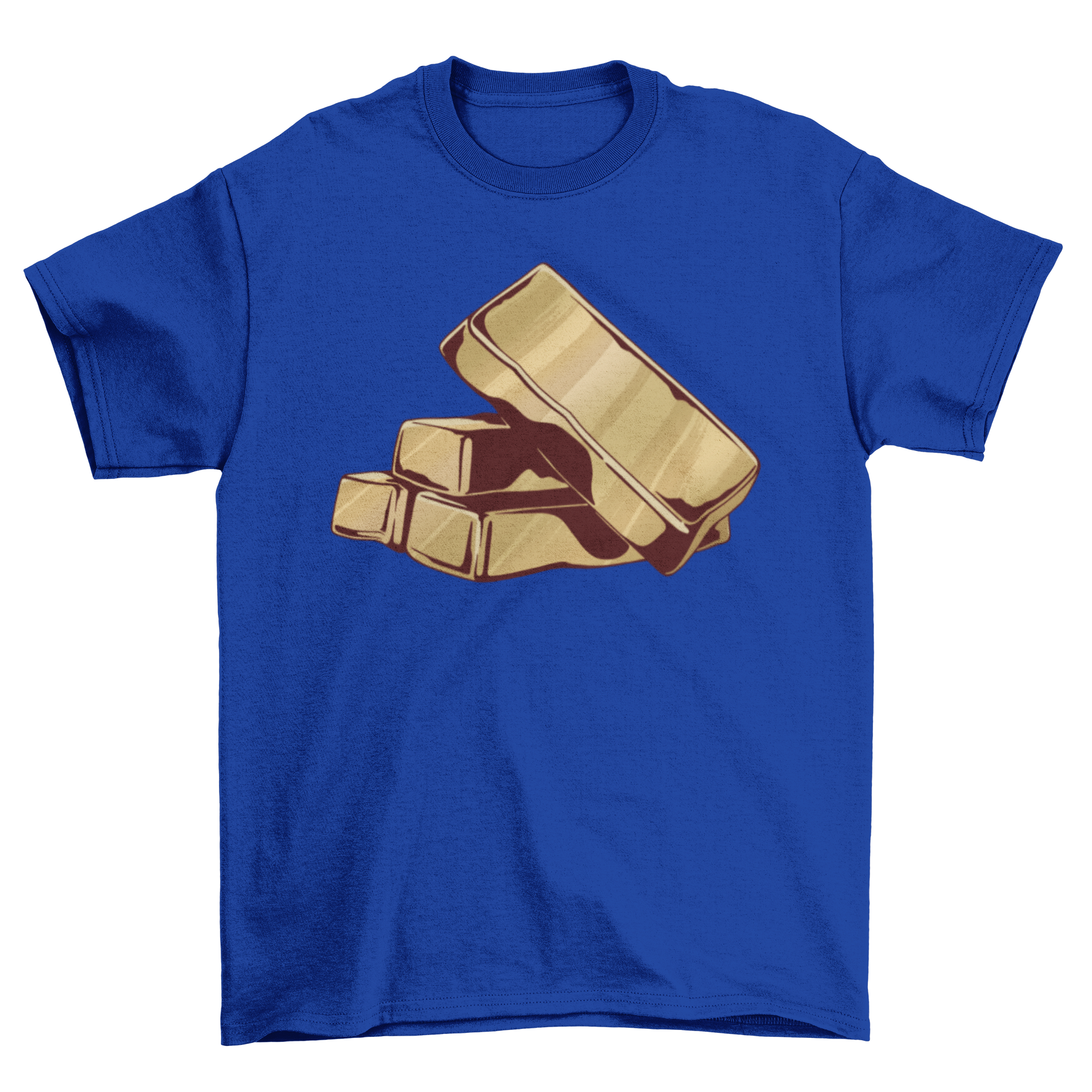 Gold Bars T-Shirt featuring a stylish illustration of stacked gold bars on a comfortable fabric.