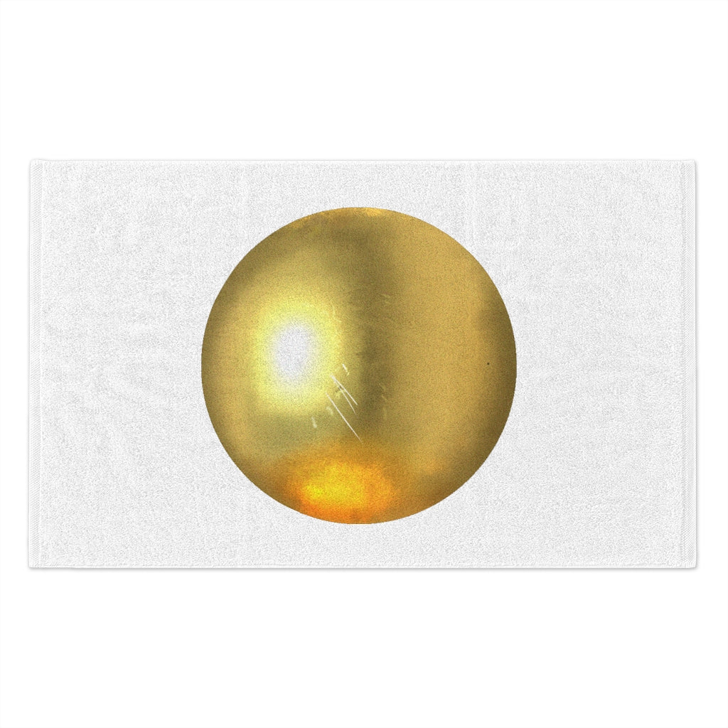 Gold Material Rally Towel, 11x18, featuring absorbent cotton and printed mink polyester.