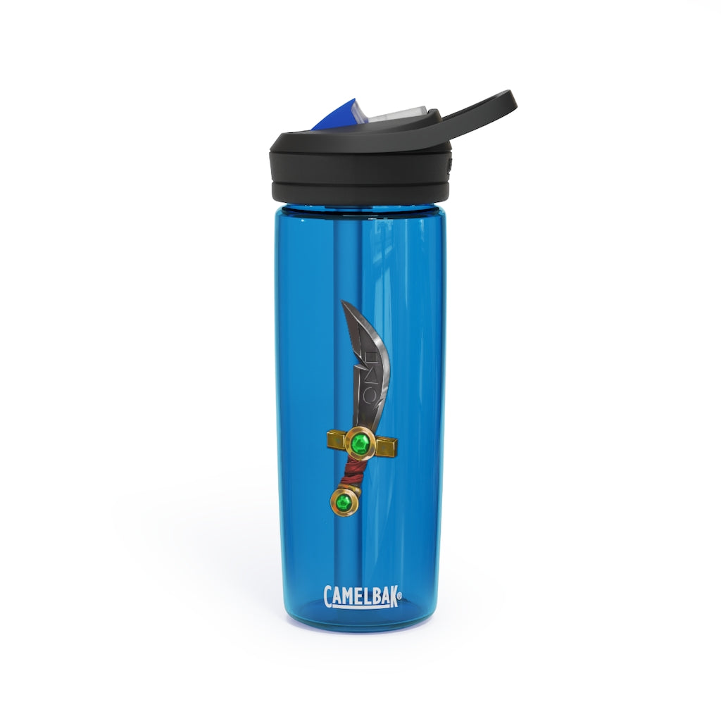 Gold Sword CamelBak Eddy® Water Bottle in 20oz and 25oz sizes, featuring a durable design and spill-proof valve.