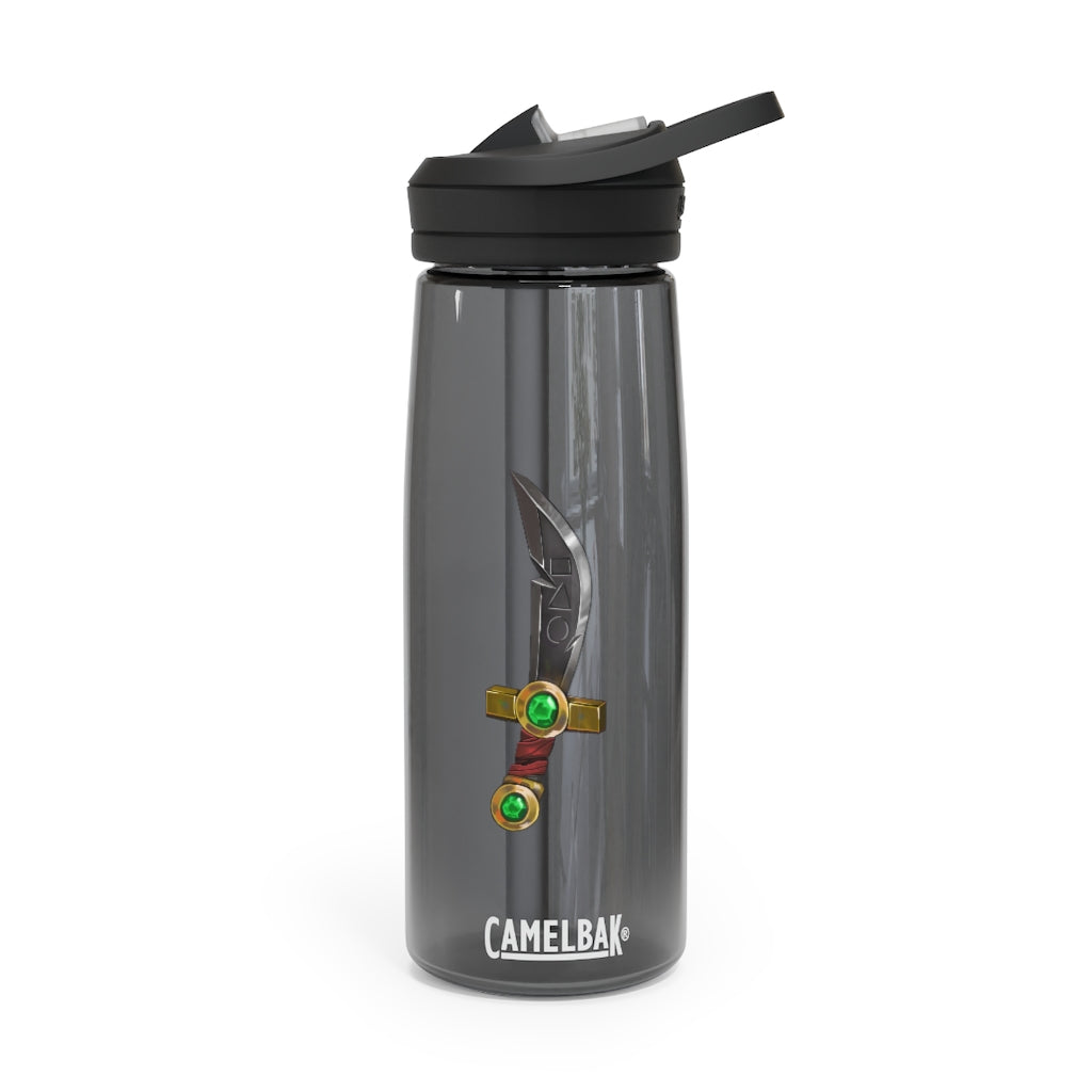 Gold Sword CamelBak Eddy® Water Bottle in 20oz and 25oz sizes, featuring a durable design and spill-proof valve.