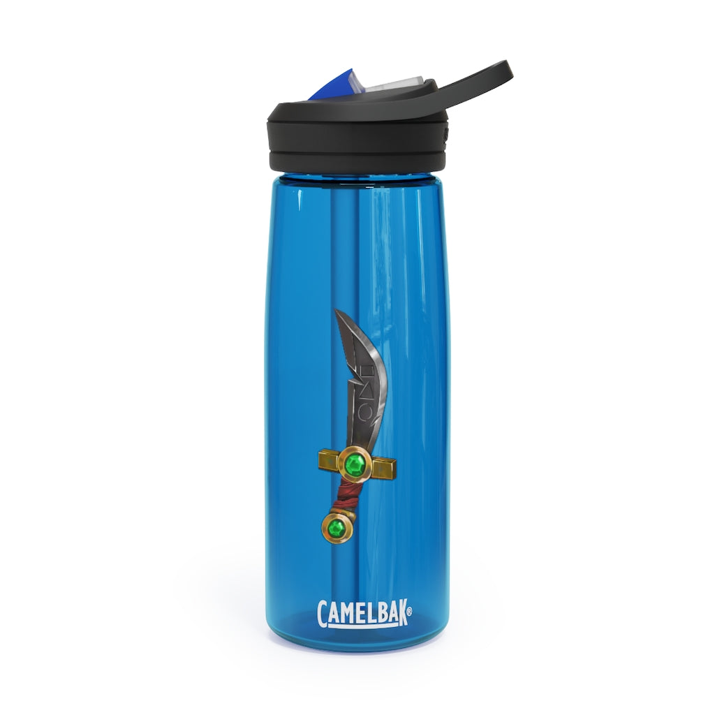 Gold Sword CamelBak Eddy® Water Bottle in 20oz and 25oz sizes, featuring a durable design and spill-proof valve.