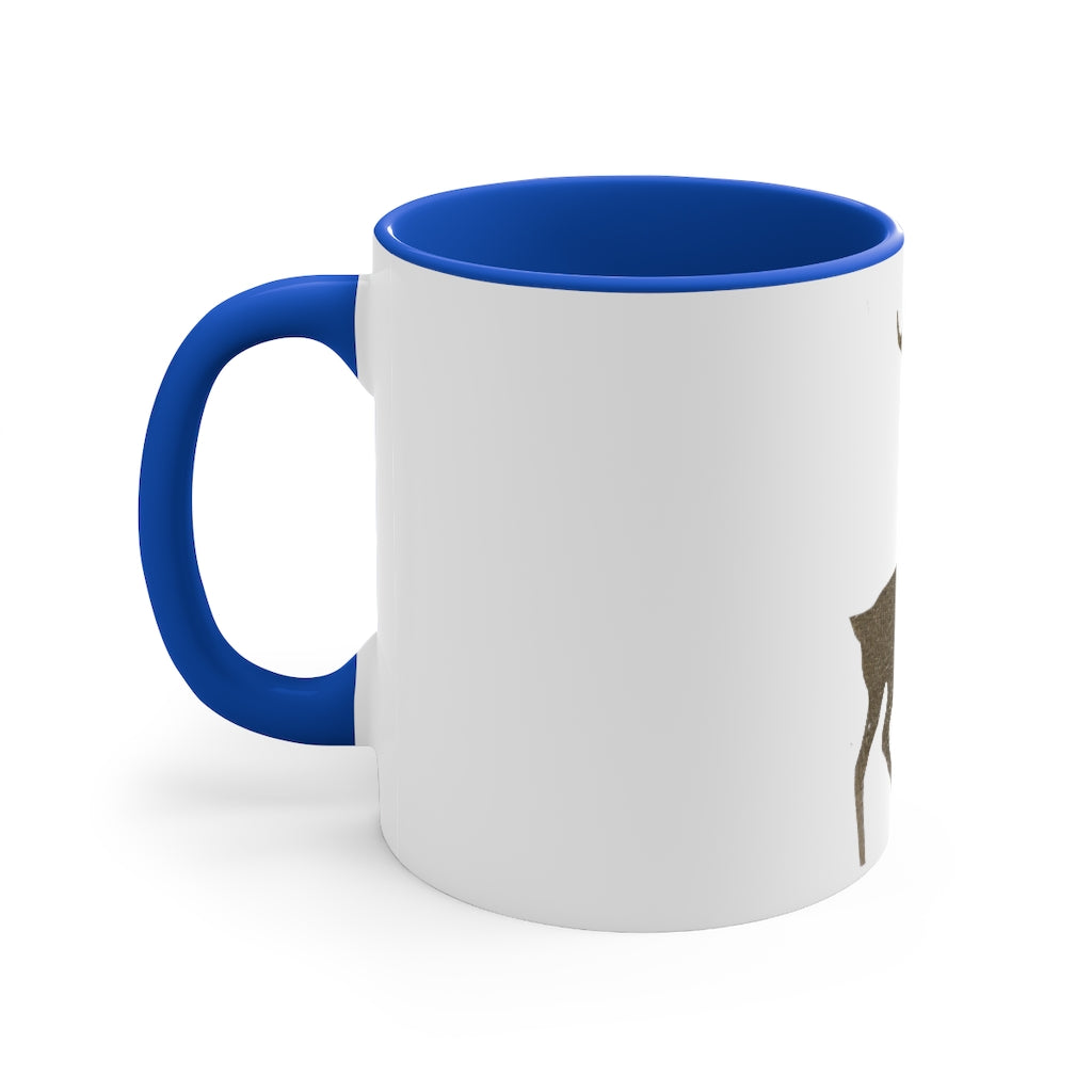 Golden Deer 11oz Accent Mug featuring a white ceramic body with a colored interior and handle, showcasing vibrant color options.