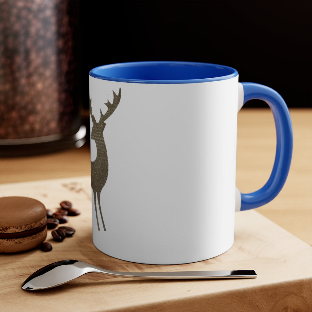 Golden Deer 11oz Accent Mug featuring a white ceramic body with a colored interior and handle, showcasing vibrant color options.