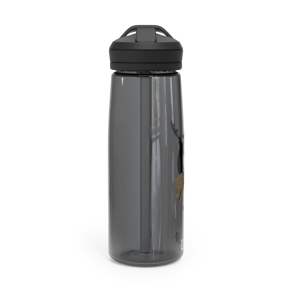 Golden Deer CamelBak Eddy® Water Bottle in 20oz and 25oz sizes, showcasing robust Tritan™ material and spill-proof design.