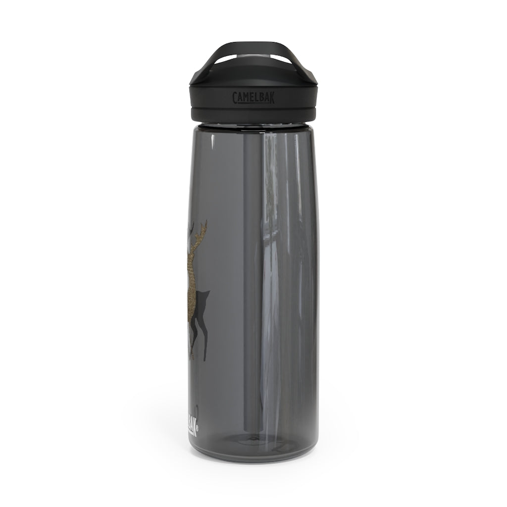 Golden Deer CamelBak Eddy® Water Bottle in 20oz and 25oz sizes, showcasing robust Tritan™ material and spill-proof design.