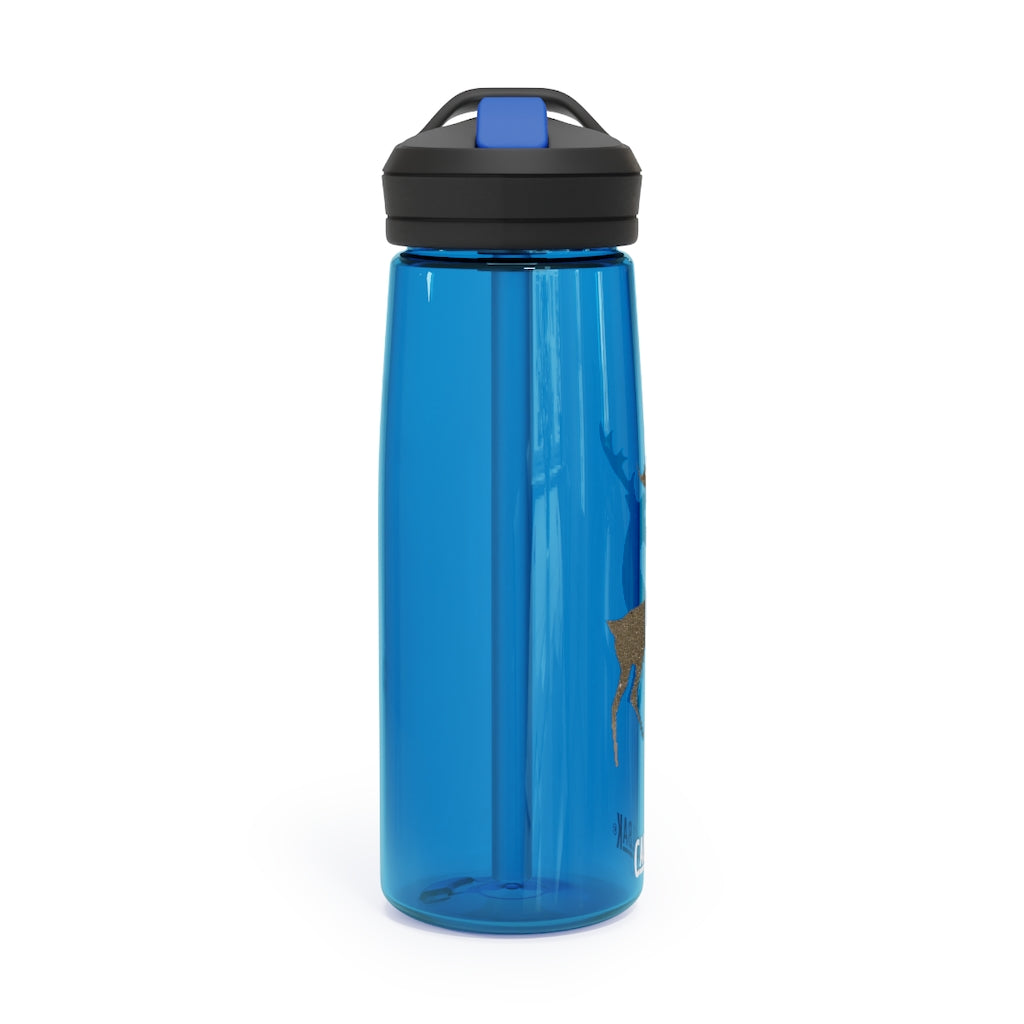 Golden Deer CamelBak Eddy® Water Bottle in 20oz and 25oz sizes, showcasing robust Tritan™ material and spill-proof design.