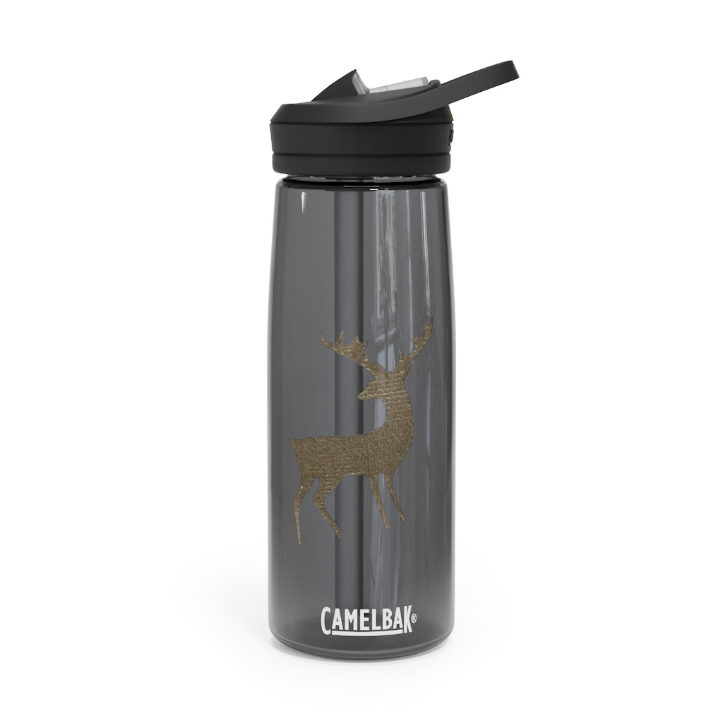 Golden Deer CamelBak Eddy® Water Bottle in 20oz and 25oz sizes, showcasing robust Tritan™ material and spill-proof design.