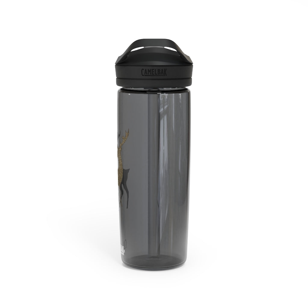 Golden Deer CamelBak Eddy® Water Bottle in 20oz and 25oz sizes, showcasing robust Tritan™ material and spill-proof design.