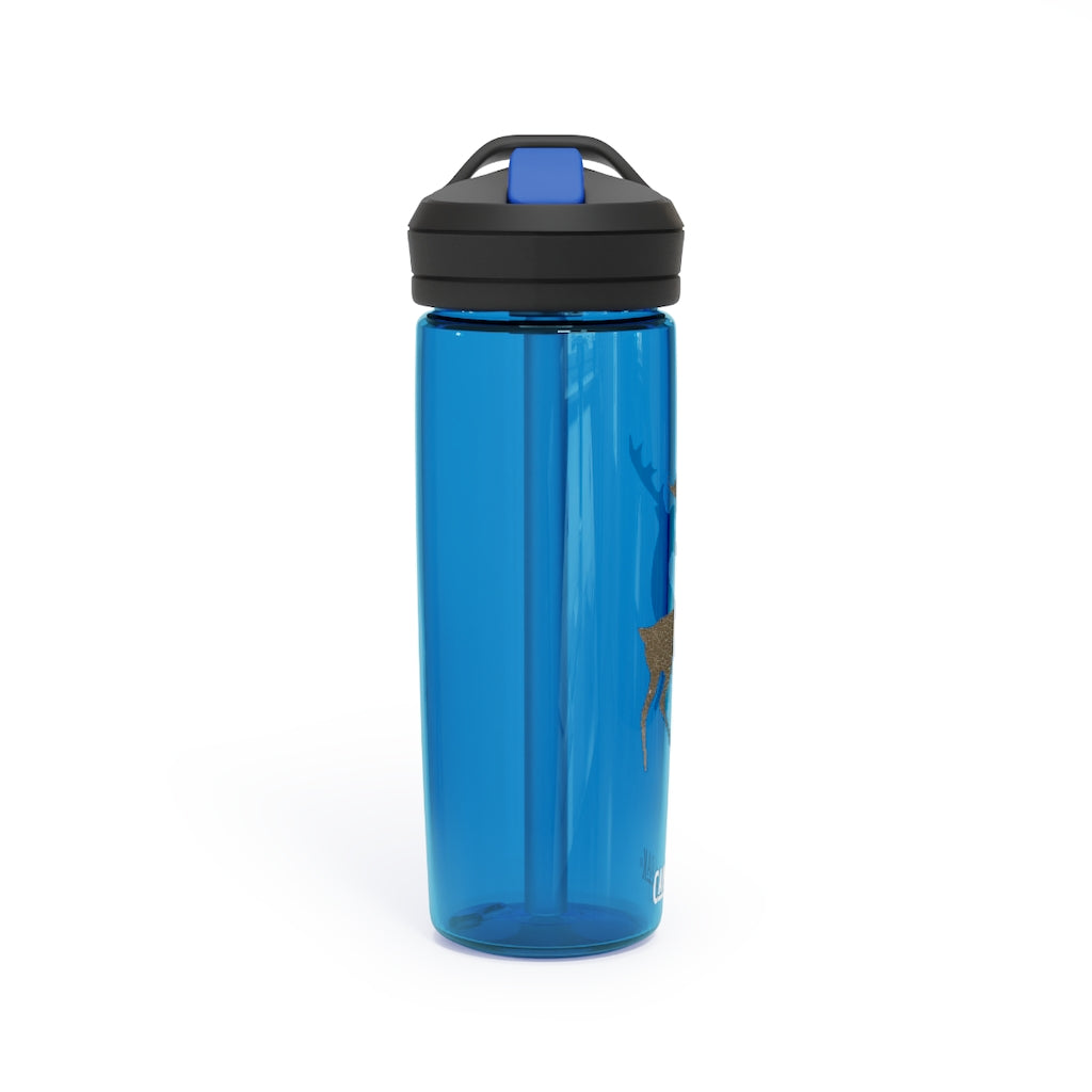 Golden Deer CamelBak Eddy® Water Bottle in 20oz and 25oz sizes, showcasing robust Tritan™ material and spill-proof design.