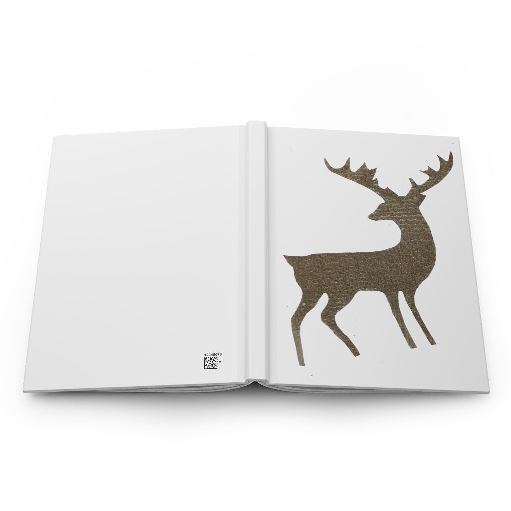 Golden Deer Hardcover Journal with matte finish, customizable covers, and lined pages, perfect for personal journaling.