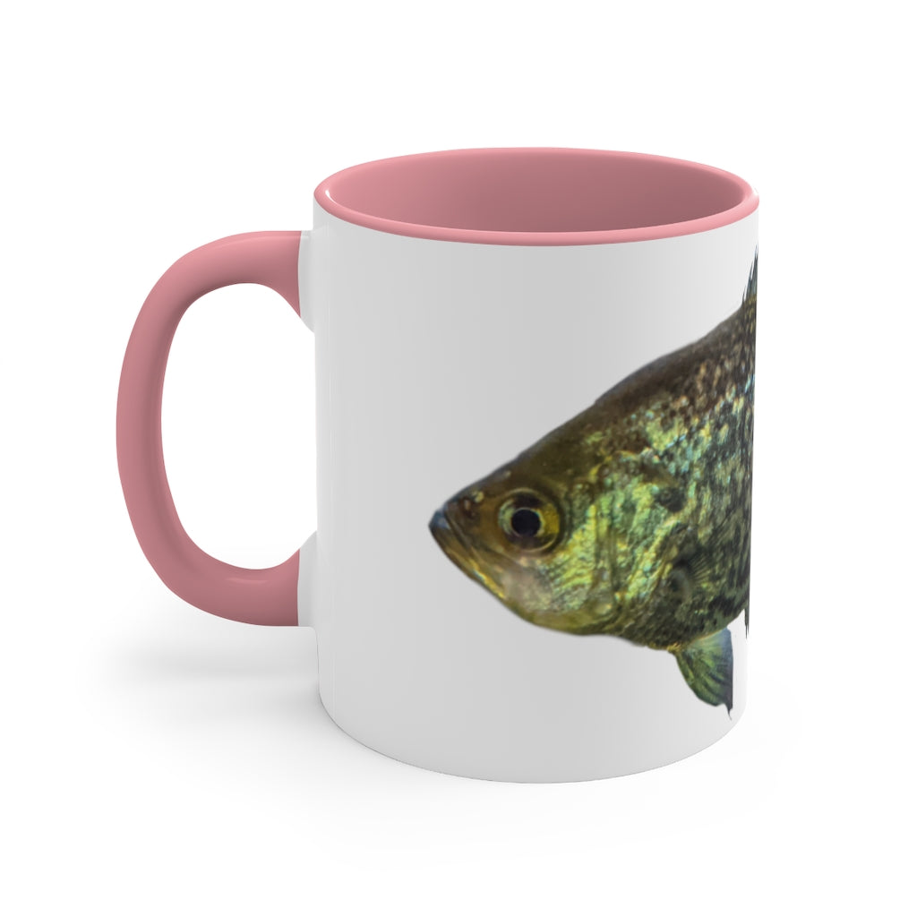 Golden Fish 11oz Accent Mug featuring a white ceramic body with a colored interior and handle, perfect for personalized designs.