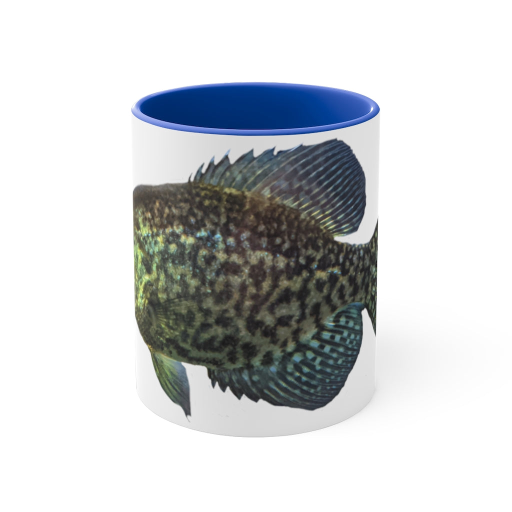 Golden Fish 11oz Accent Mug featuring a white ceramic body with a colored interior and handle, perfect for personalized designs.