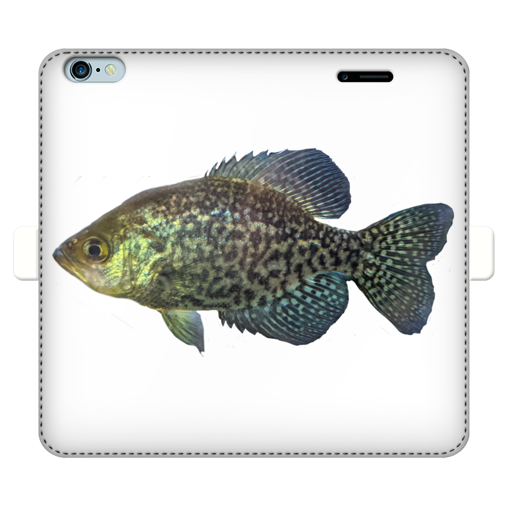 Golden Fish Fully Printed Wallet Case for iPhone and Samsung, showcasing vibrant design and magnetic closure.