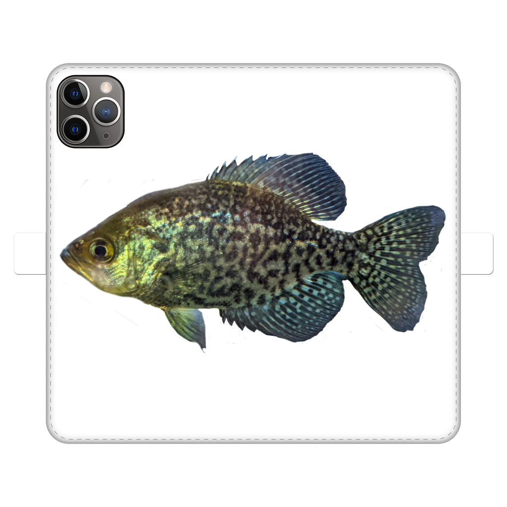 Golden Fish Fully Printed Wallet Case for iPhone and Samsung, showcasing vibrant design and magnetic closure.