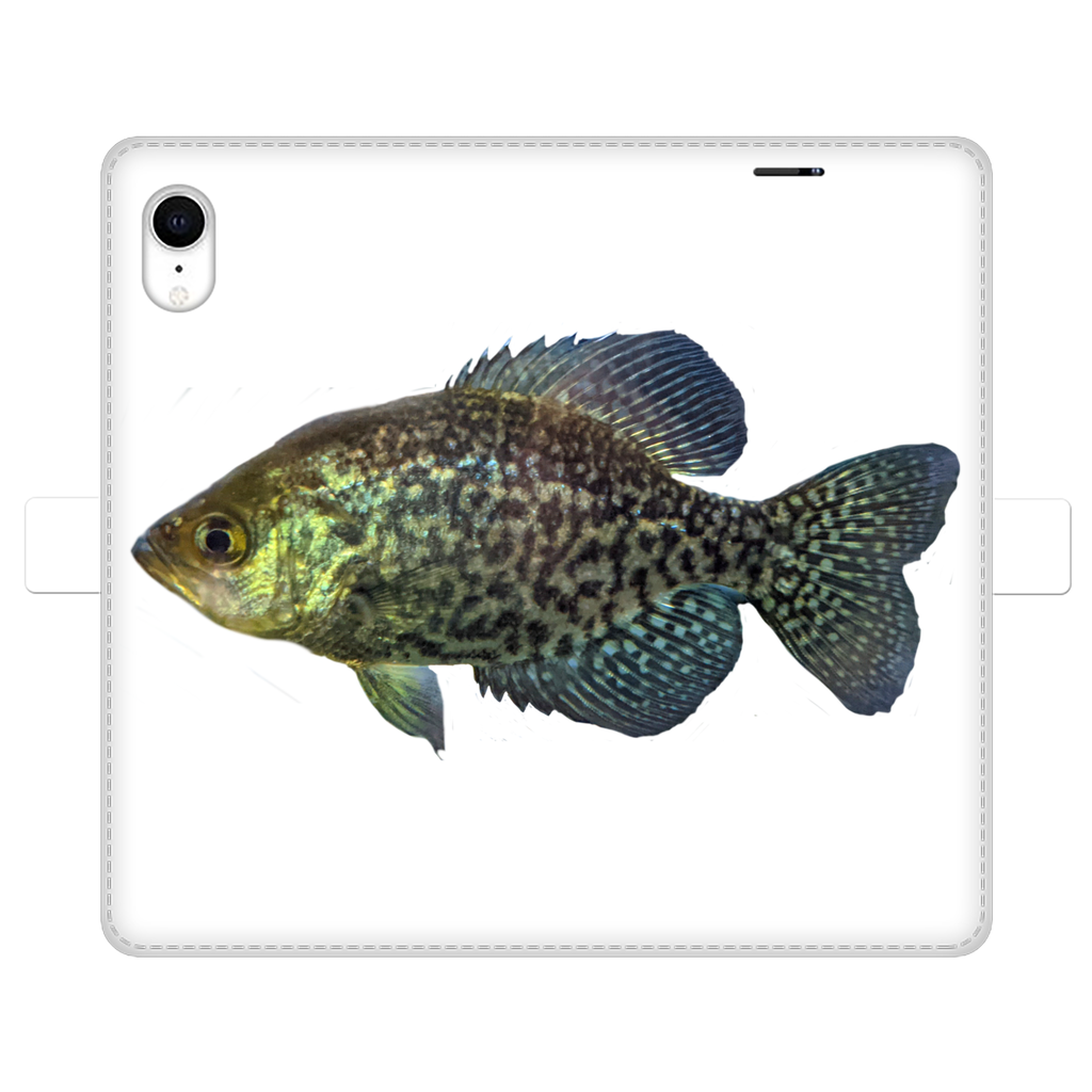 Golden Fish Fully Printed Wallet Case for iPhone and Samsung, showcasing vibrant design and magnetic closure.