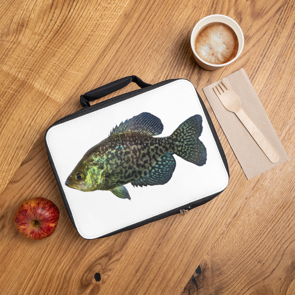 Golden Fish Lunch Bag featuring a black base and customizable white area, perfect for adults and kids.