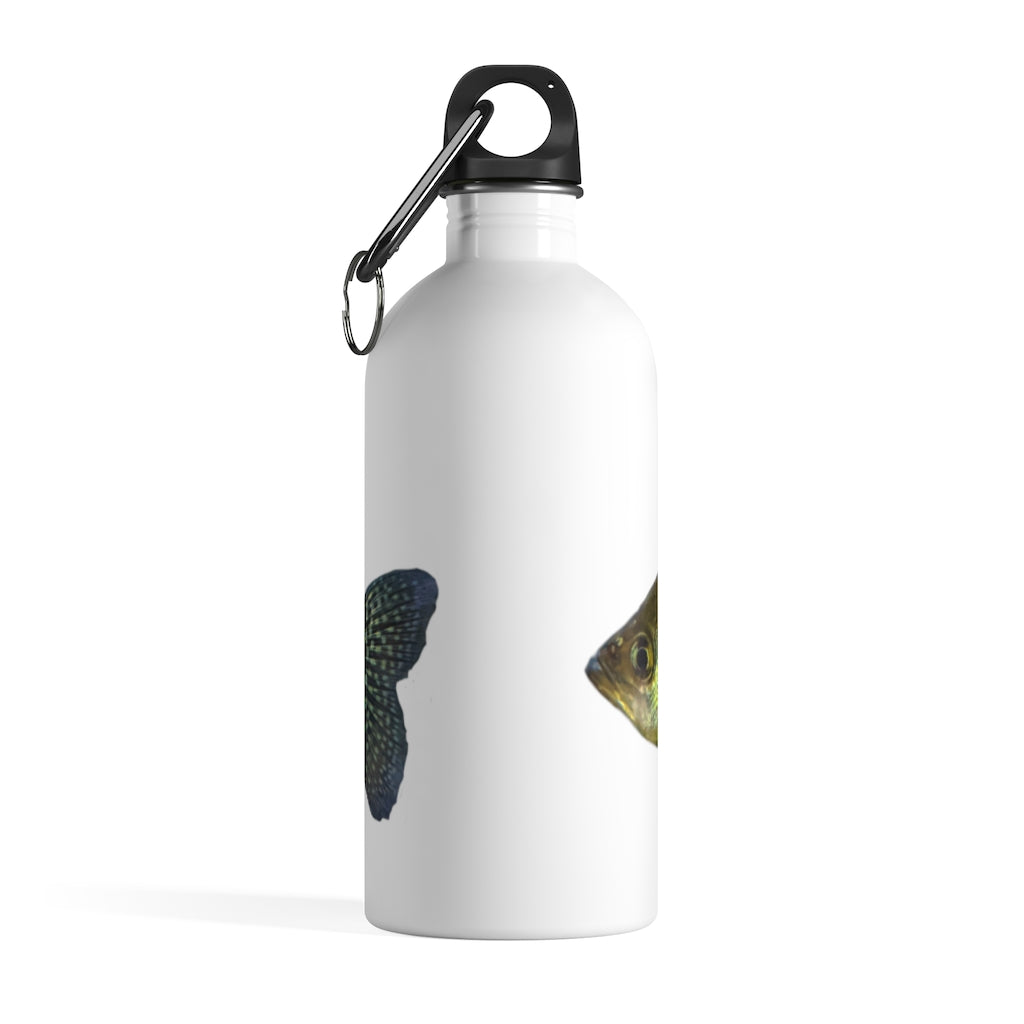 Golden Fish Stainless Steel Water Bottle with vibrant print and plastic screw top, ideal for hydration on-the-go.