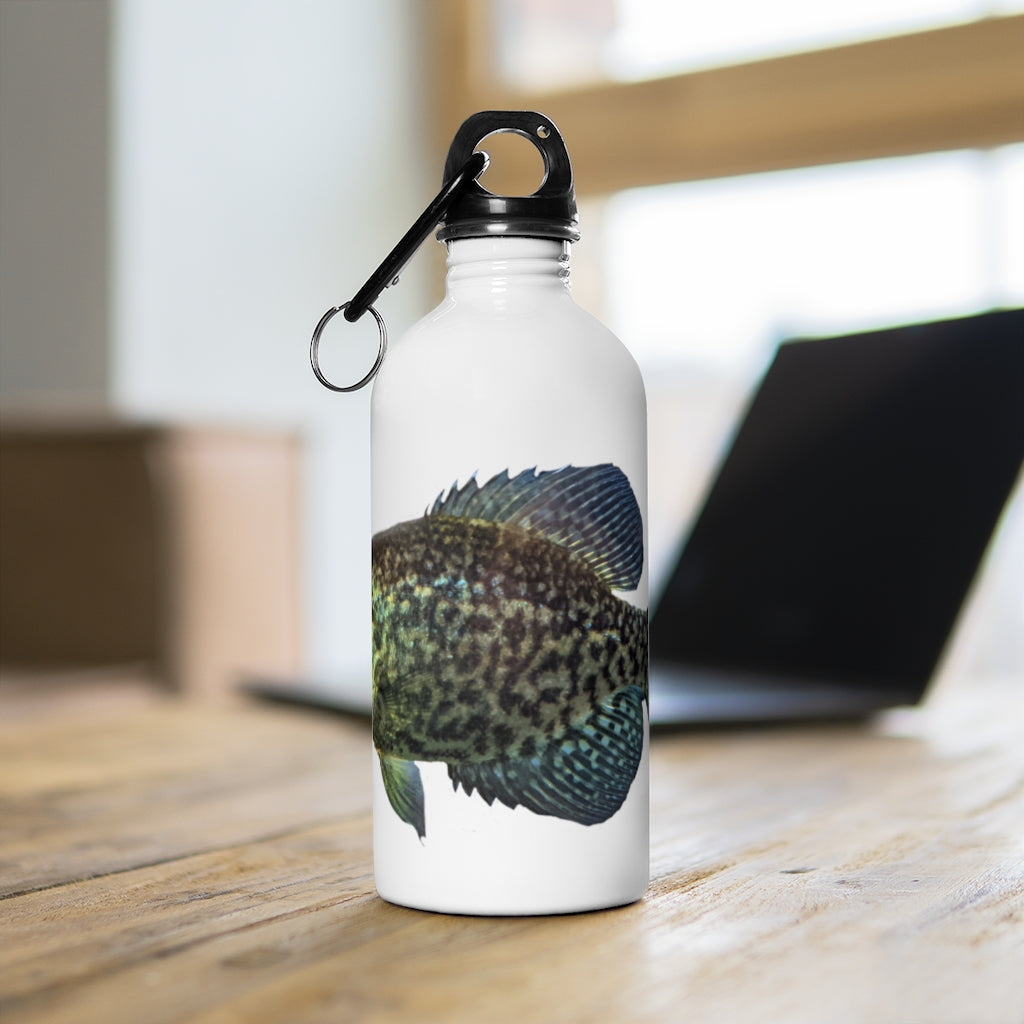 Golden Fish Stainless Steel Water Bottle with vibrant print and plastic screw top, ideal for hydration on-the-go.