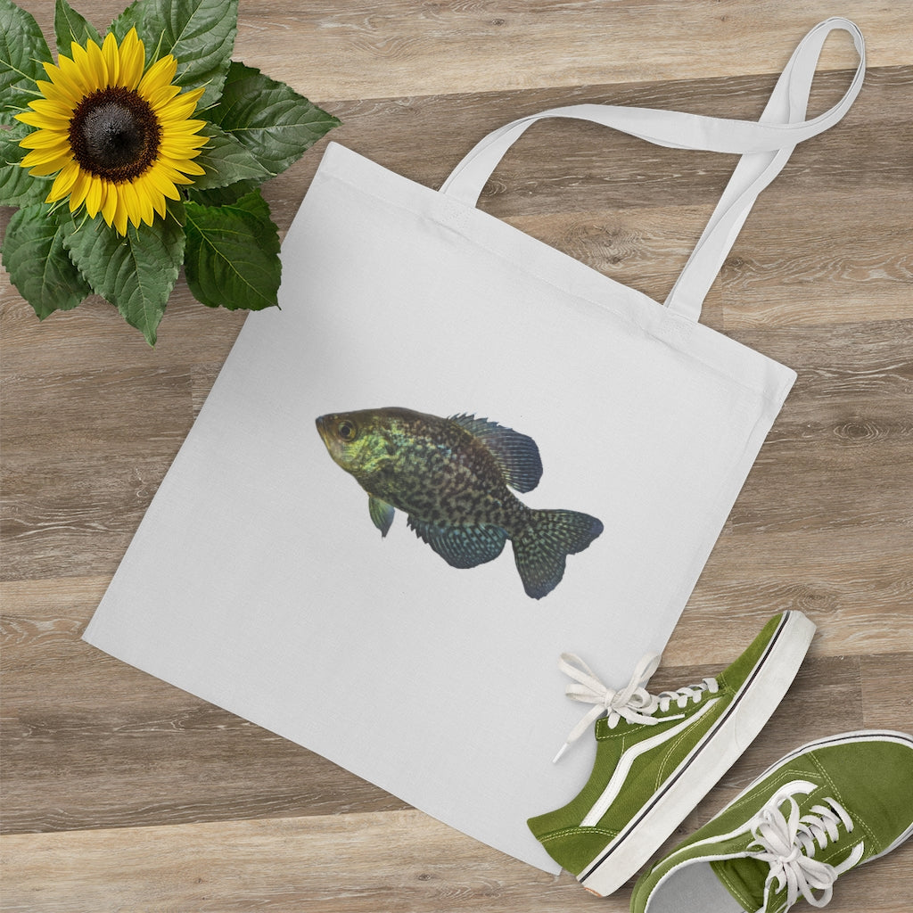 Golden Fish Tote Bag made of 100% cotton with vibrant colors and cross-stitched handles for added stability.