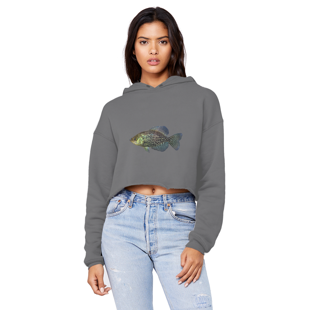 Golden Fish Unisex Cropped Raw Edge Boyfriend Hoodie in various colors, showcasing its trendy design and soft fabric.