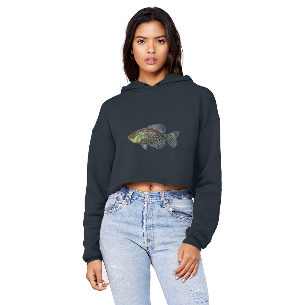 Golden Fish Unisex Cropped Raw Edge Boyfriend Hoodie in various colors, showcasing its trendy design and soft fabric.