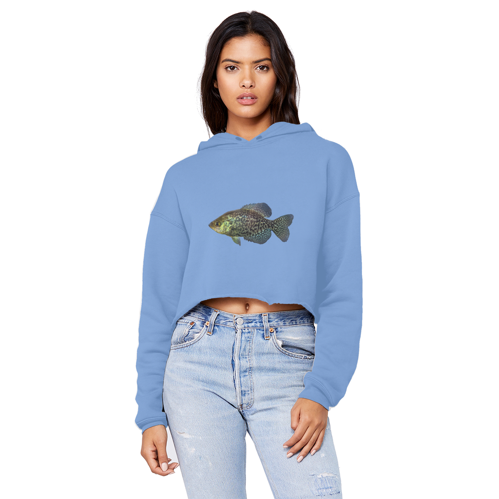 Golden Fish Unisex Cropped Raw Edge Boyfriend Hoodie in various colors, showcasing its trendy design and soft fabric.