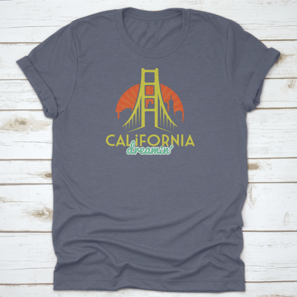 Graphic tee featuring the Golden Gate Bridge and San Francisco skyline in vibrant colors.