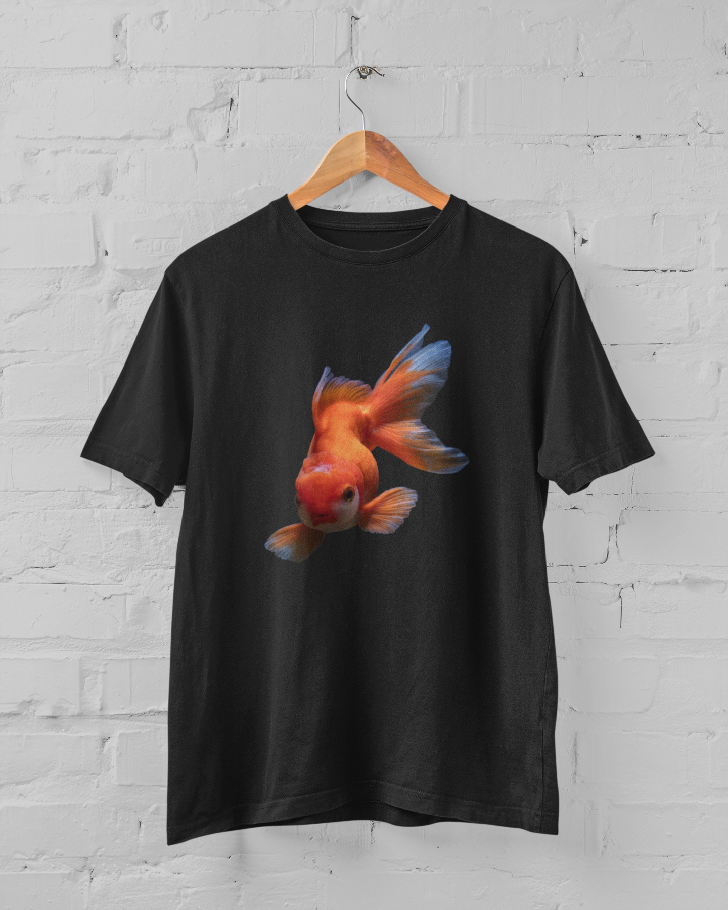 A stylish Goldfish unisex t-shirt made of durable cotton, featuring rolled-forward shoulders and fitted sleeves.