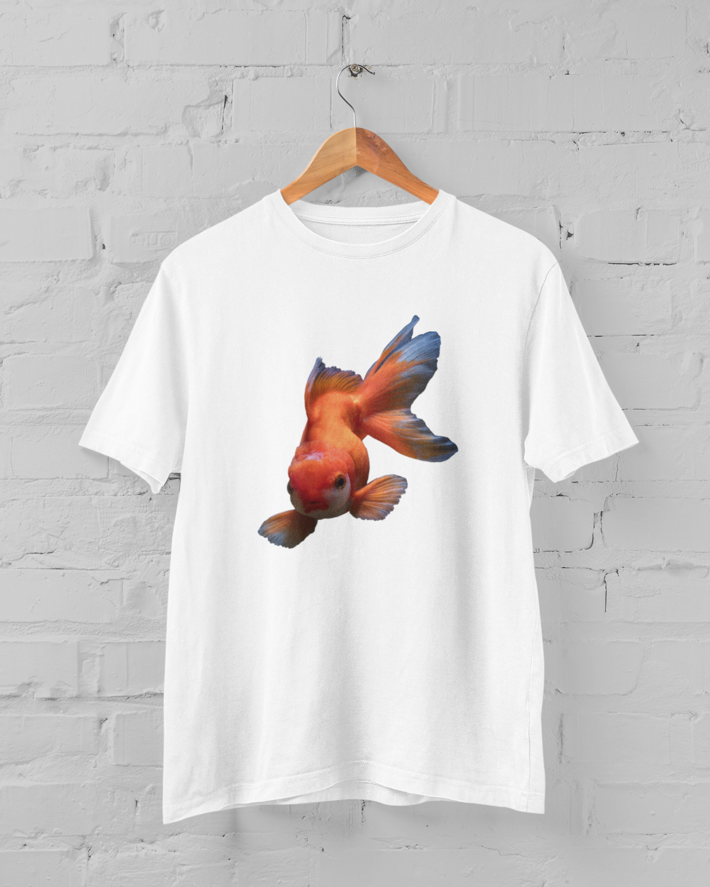 A stylish Goldfish unisex t-shirt made of durable cotton, featuring rolled-forward shoulders and fitted sleeves.