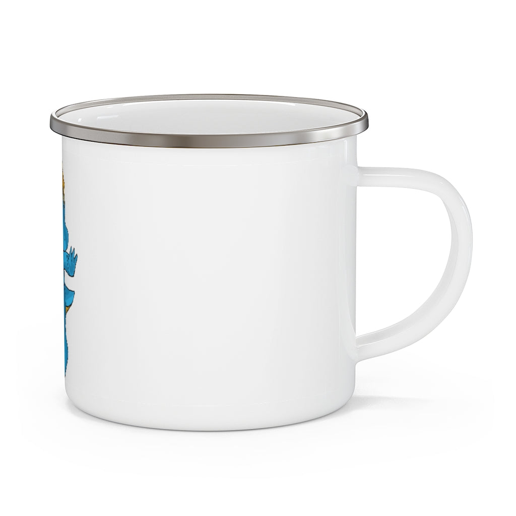 Goldi Enamel Camping Mug with a stylish design, featuring a C-handle and rounded corners, perfect for outdoor adventures.