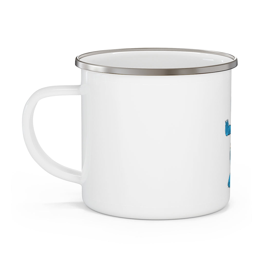 Goldi Enamel Camping Mug with a stylish design, featuring a C-handle and rounded corners, perfect for outdoor adventures.