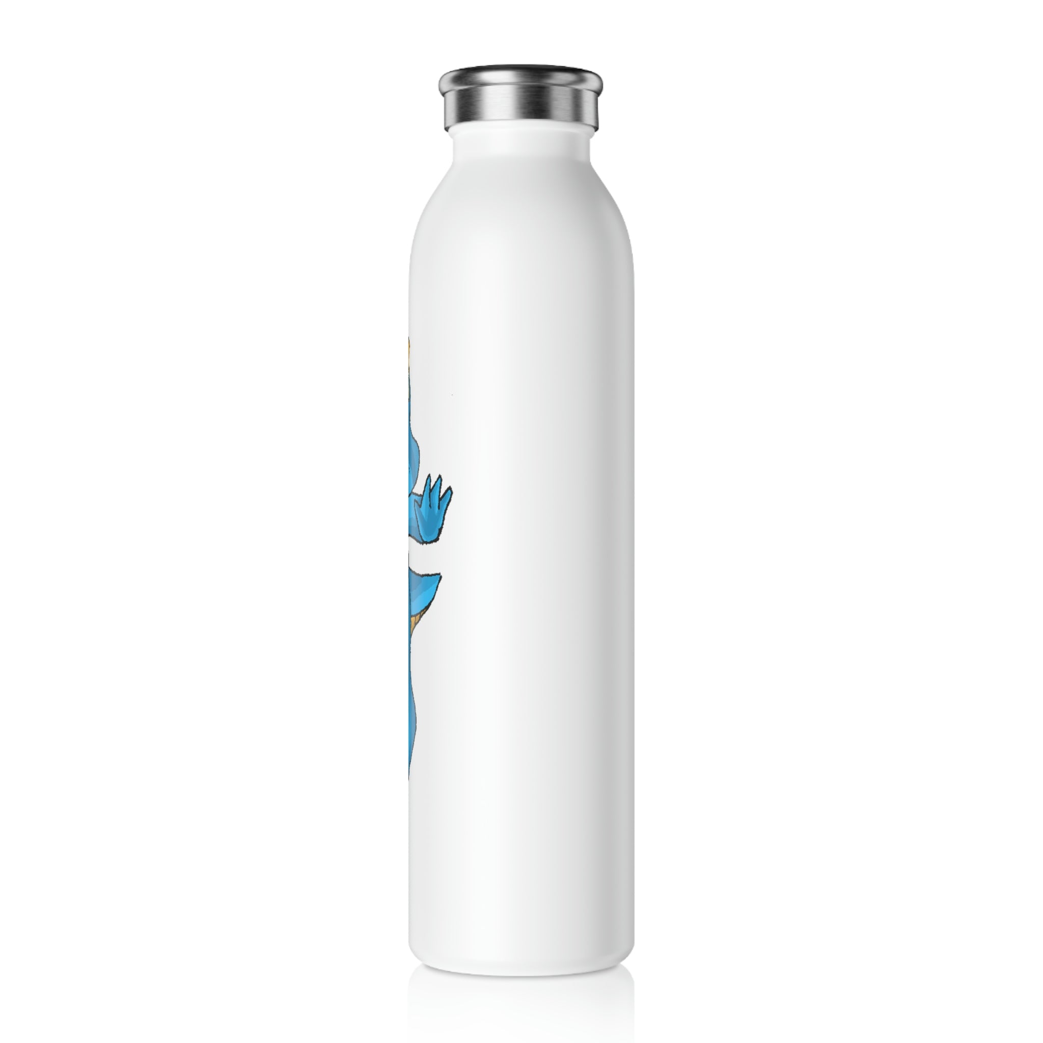 Goldi Slim Water Bottle with matte finish and silver cap, showcasing personalized designs.