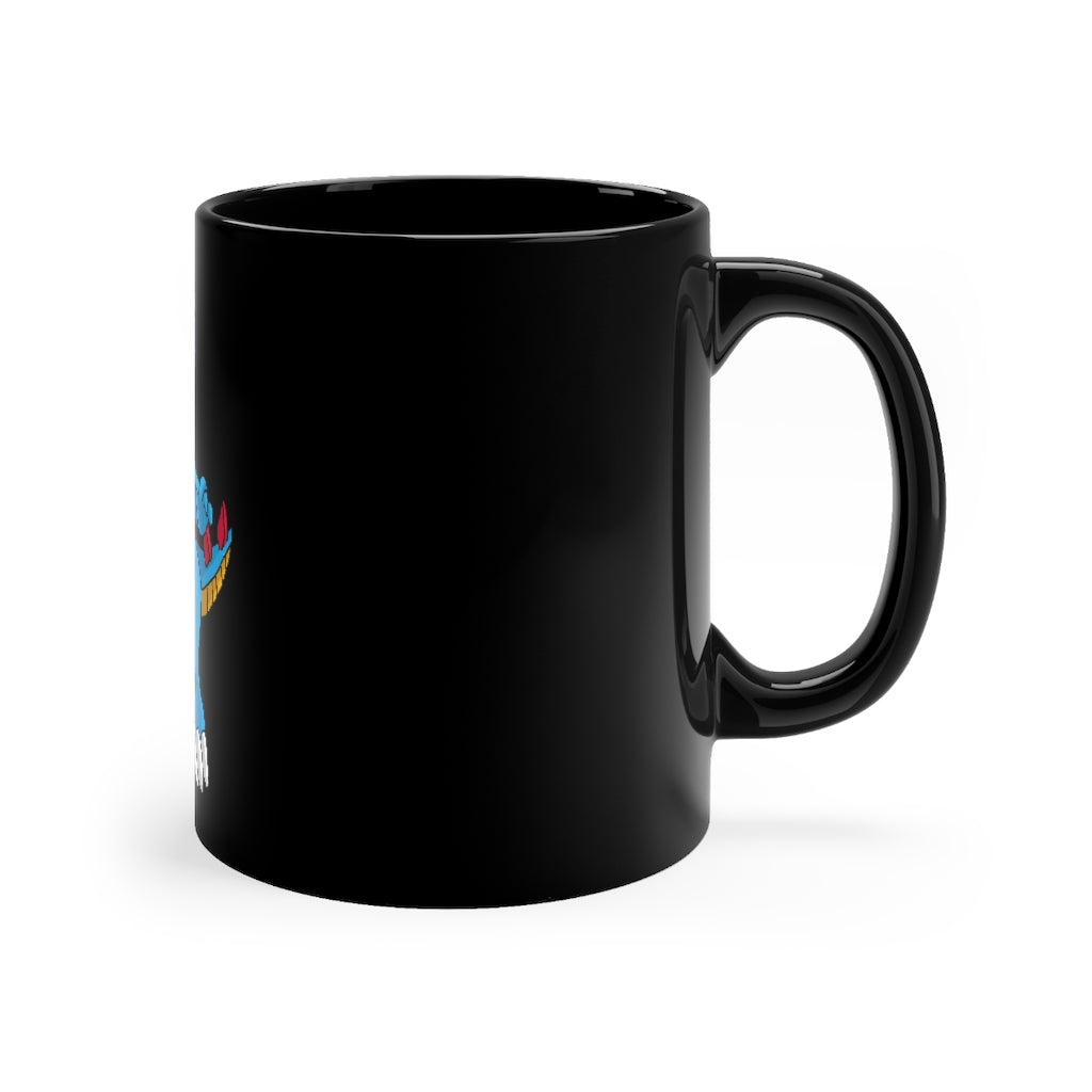 Goldile Black mug 11oz with rounded corners and C-handle, showcasing a sleek black ceramic design.