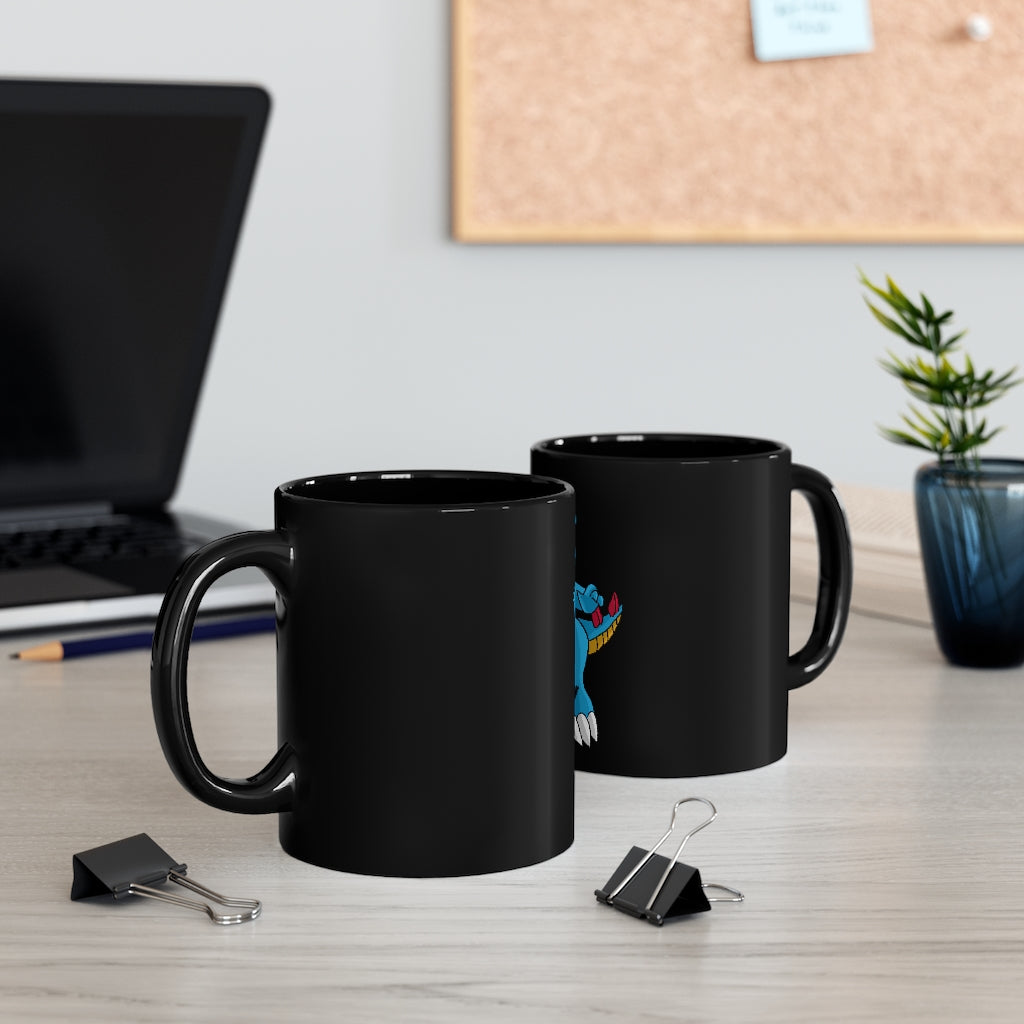 Goldile Black mug 11oz with rounded corners and C-handle, showcasing a sleek black ceramic design.