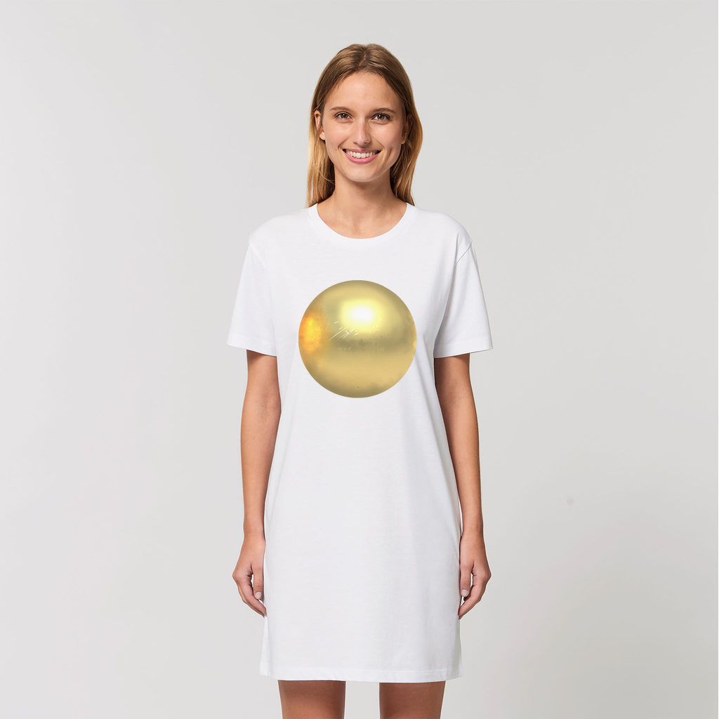 GoldMaterial Organic T-Shirt Dress made from 100% organic cotton, featuring a soft-hand feel and stylish design.