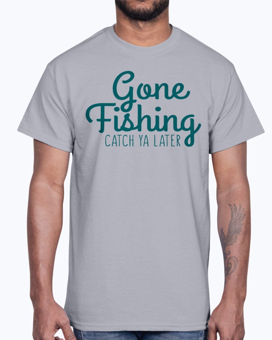 Gone Fishing Cotton Tee featuring a classic fit and durable fabric, perfect for fishing enthusiasts.