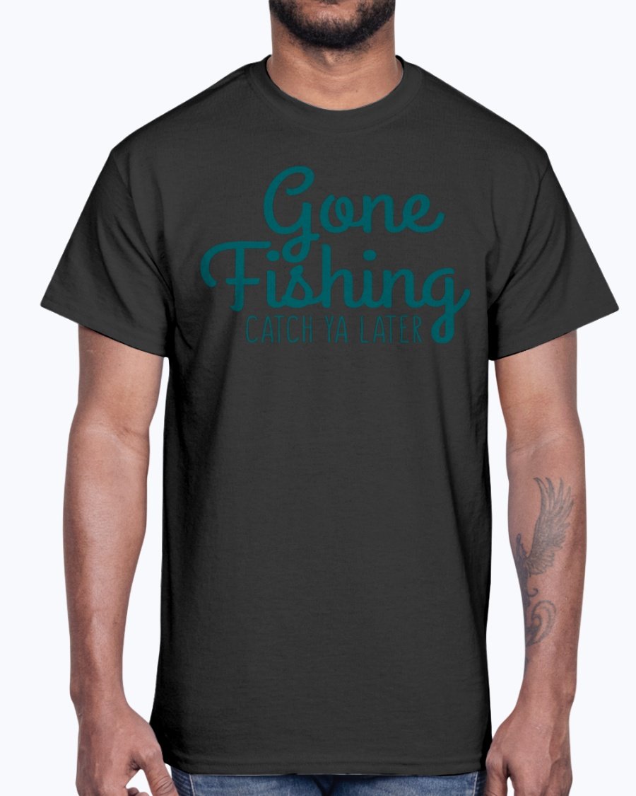 Gone Fishing Cotton Tee featuring a classic fit and durable fabric, perfect for fishing enthusiasts.