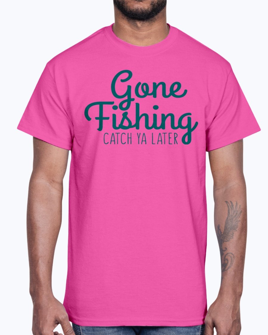 Gone Fishing Cotton Tee featuring a classic fit and durable fabric, perfect for fishing enthusiasts.