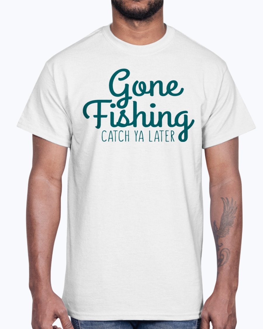 Gone Fishing Cotton Tee featuring a classic fit and durable fabric, perfect for fishing enthusiasts.