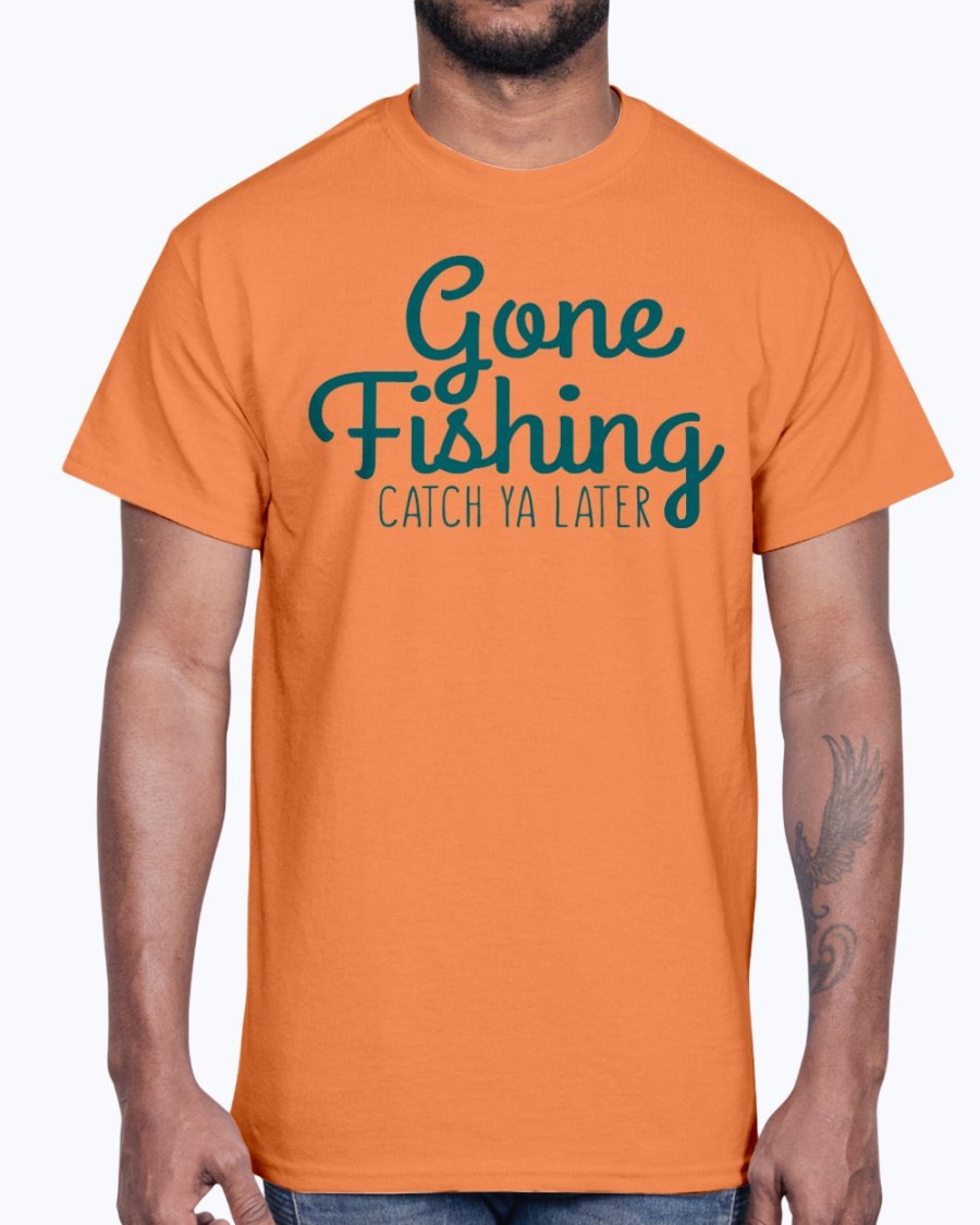 Gone Fishing Cotton Tee featuring a classic fit and durable fabric, perfect for fishing enthusiasts.